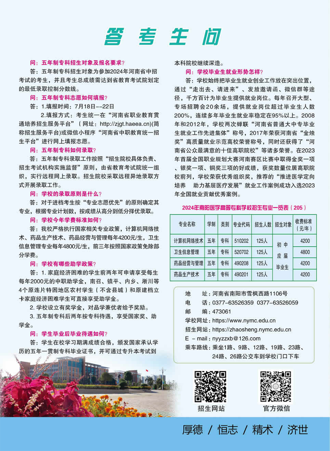 南陽(yáng)醫(yī)學(xué)高等專(zhuān)科學(xué)校－2024年五年制一貫制招生簡(jiǎn)章